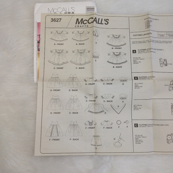 McCall's 3627 Old Fashion 18" Doll Wardrobe, fits American Girl Doll - Picture 4 of 5